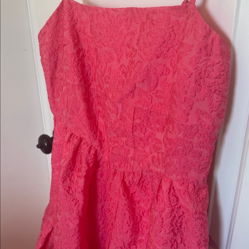 Anthropologie Hutch Coral Pink Textured tiered Strap Dress 8 - Picture 6 of 10